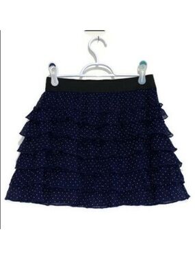 77Kids American Eagle Polka Dot Ruffle Skater Skirt Blue Size Large 12